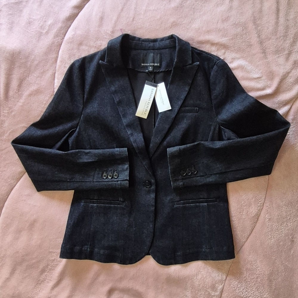 Banana Republic Women's Black Velvet Blazer Jacket